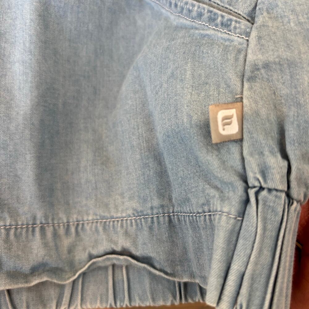 Fabletics Lightweight Chambray Bomber Style Zipper Jacket - Picture 5 of 8